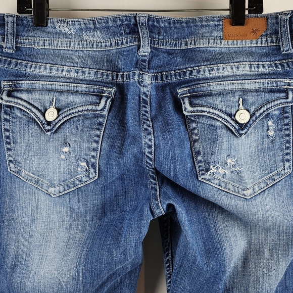 Vigoss Women Skinny Jean Mid Rise Distressed Flap Pocket Med Blue Sz 17 (36x30) - Picture 11 of 14